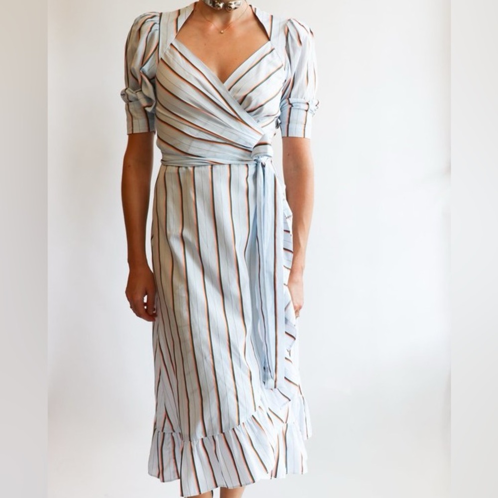 Jill Stuart | Striped Ruffle Wrap Dress Size: XS/0